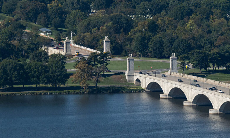 The site of the proposed triumphal arch viewed from the Washington Monument.